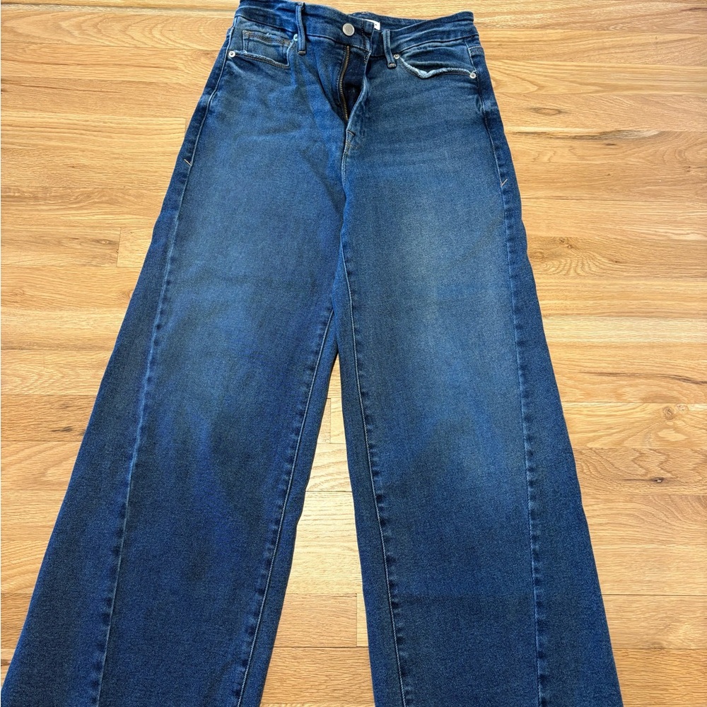 Good American- Good Waist High Waist Crop Palazzo Jeans